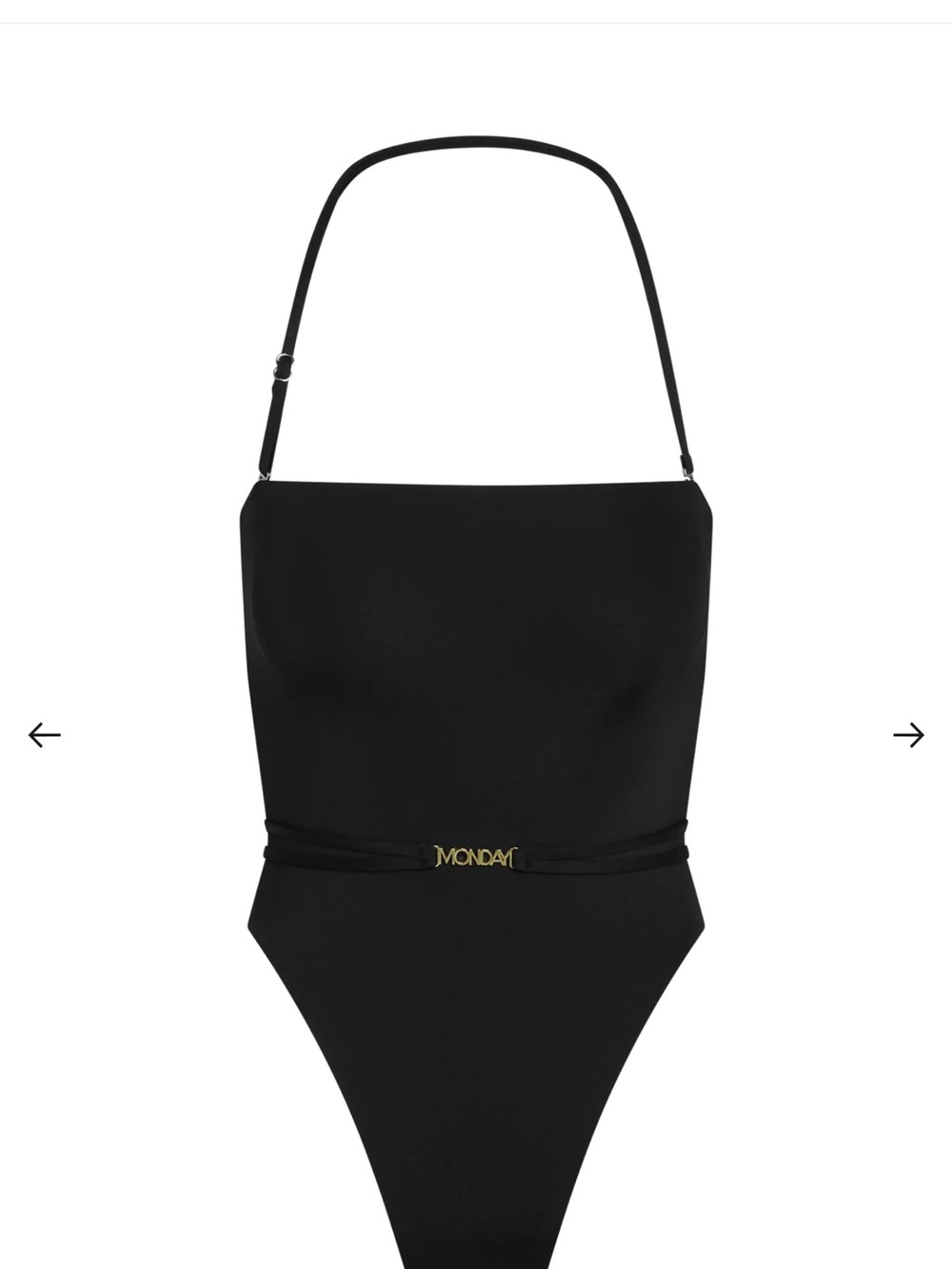 Monday Swimwear Black Miami One-Piece Swimsuit with Gold Logo Accent